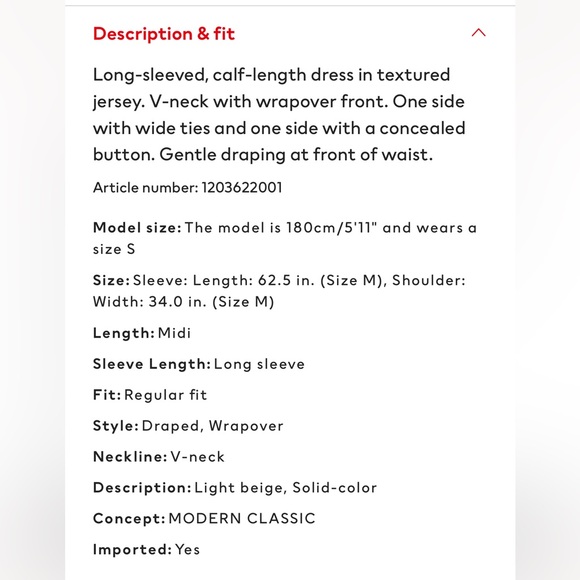 H&M || Cream jersey wrap dress - Picture 8 of 9